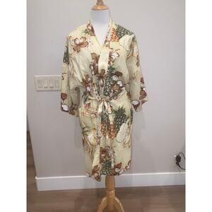 Vintage Newt Honolulu Robe Pineapple Floral Hawaiian Lightweight Size large